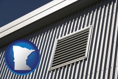 minnesota map icon and metal-clad building architectural details