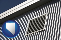 nevada map icon and metal-clad building architectural details