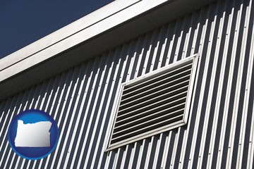 metal-clad building architectural details - with Oregon icon